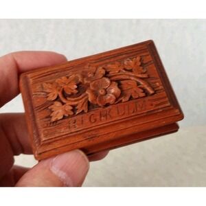 Carved Wooden Trinket Box Swiss Alps Rigi Kulm Small Jewelry Keepsake Floral